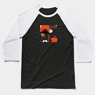 Graphic Bold Brutalist Orange & Black Artwork Baseball T-Shirt